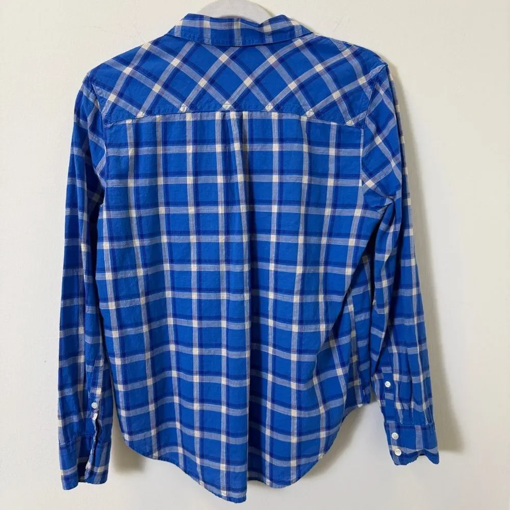 J.Crew Blue Plaid Pullover Shirt Size Small